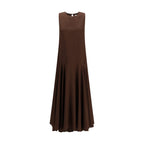 P.A.R.O.S.H. Brown Linen Casual Dress