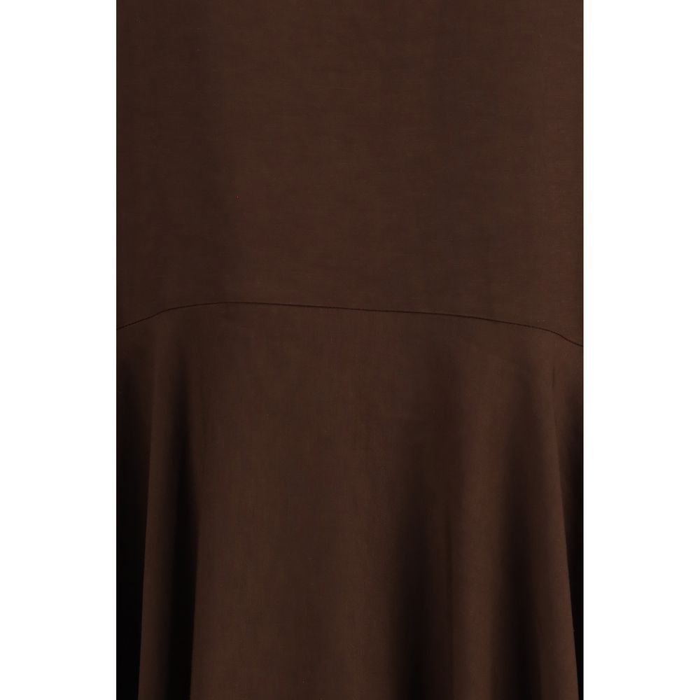 P.A.R.O.S.H. Brown Linen Casual Dress