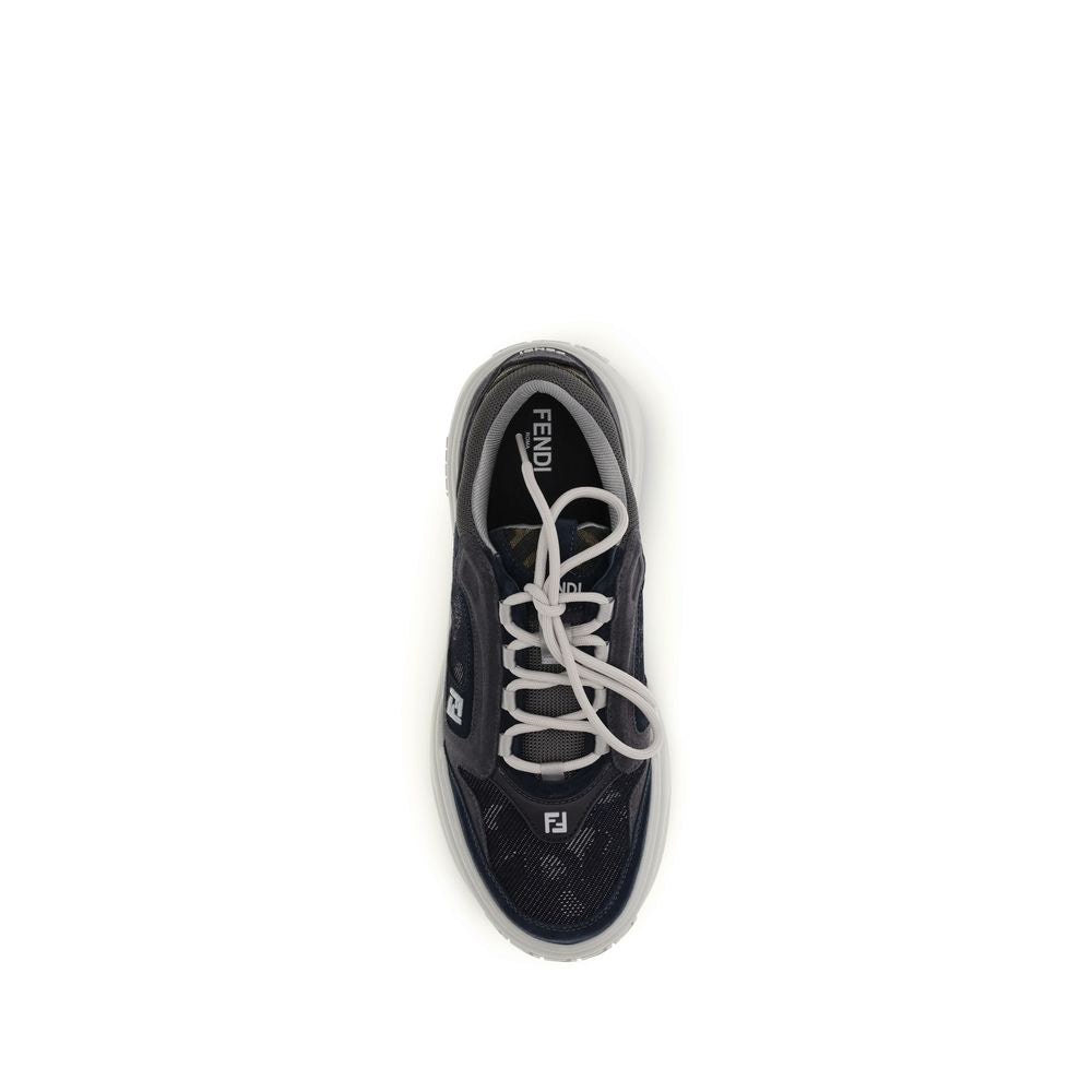Fendi Gray Calf Leather Bos Taurus Athletic Sneakers