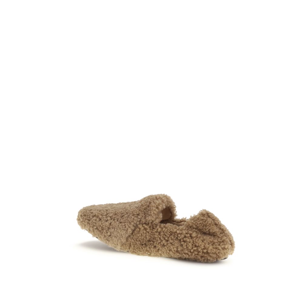 Le Monde Béryl Brown Calf Leather Bos Taurus Slip-On Loafers