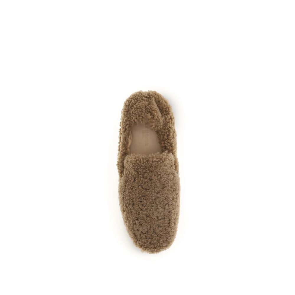 Le Monde Béryl Brown Calf Leather Bos Taurus Slip-On Loafers