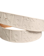 Liu Jo Beige Leather Wide Waist Silver Metal Buckle Waist Women Belt