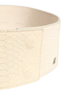 GF Ferre Off White Waxed Cotton Wide Fashion Waistband Belt