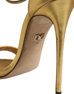 Dolce & Gabbana Gold Leather Keira High Heels Sandals Shoes