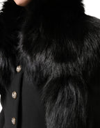 Dolce & Gabbana Black Fox Fur Neck Wrap Warmer Winter Scarf