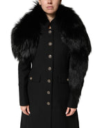 Dolce & Gabbana Black Fox Fur Neck Wrap Warmer Winter Scarf