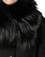 Dolce & Gabbana Black Fur Shoulder Collar Wrap Shawl Scarf
