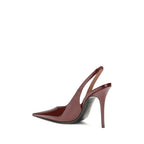 Amina Muaddi Bordeaux Leather Platform Pumps