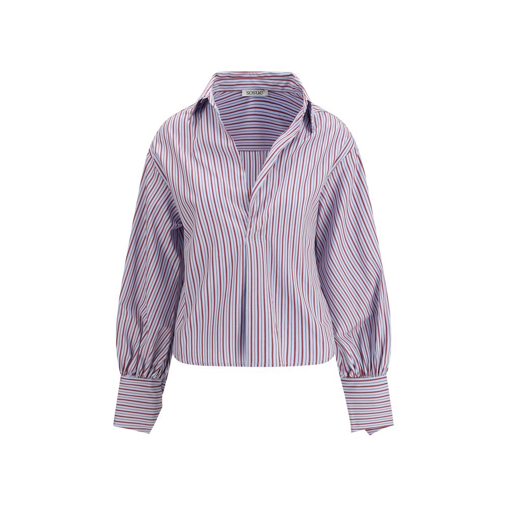 SOSUE Blue Cotton Pattern Shirt