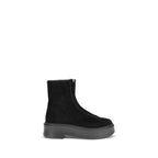 The Row Black Calf Leather Bos Taurus Lace-Up Boots