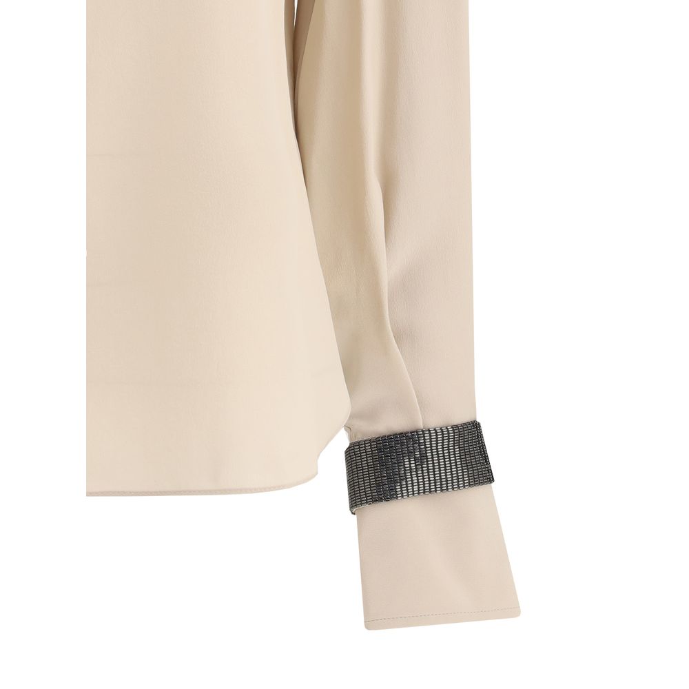 Brunello Cucinelli Beige Silk Blouse