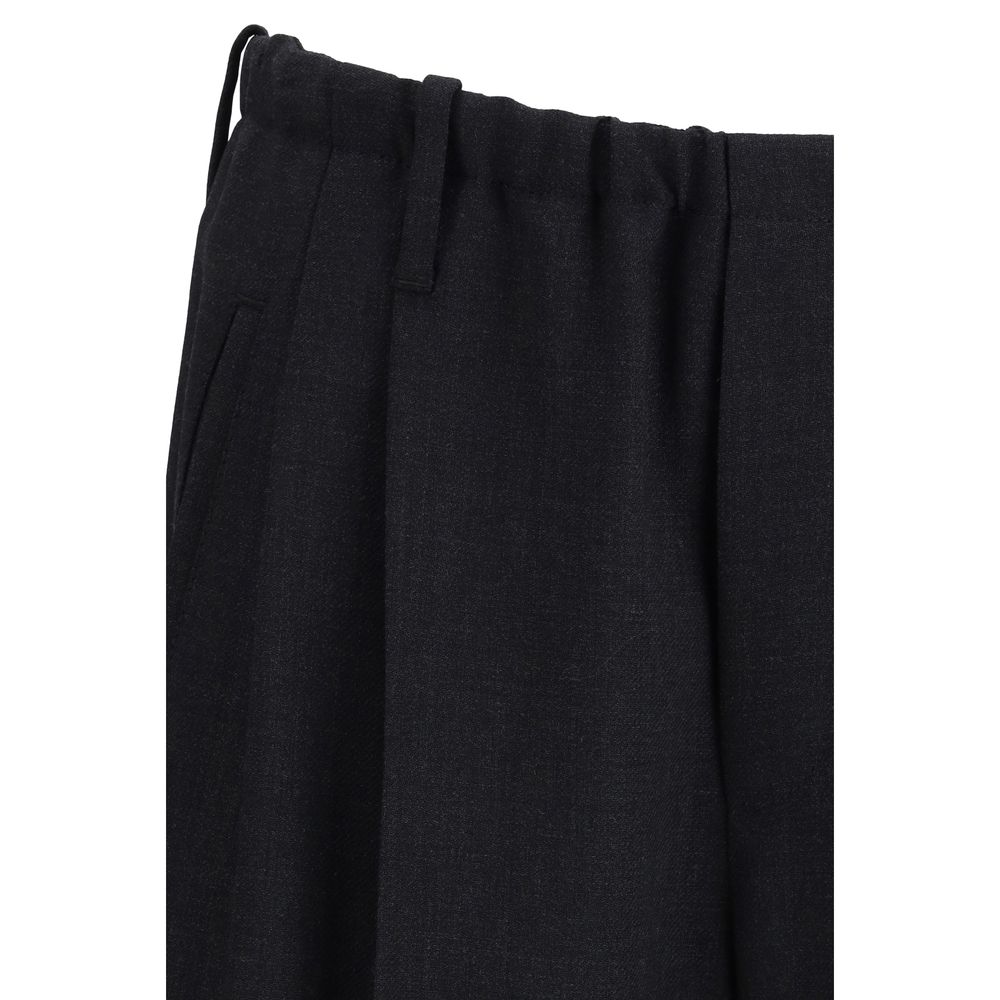 Brunello Cucinelli Black Fleece Wool Casual Pants