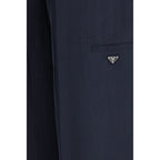 Prada Blue Silk Casual Pants