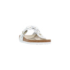 Birkenstock White Leather Flat Sandals