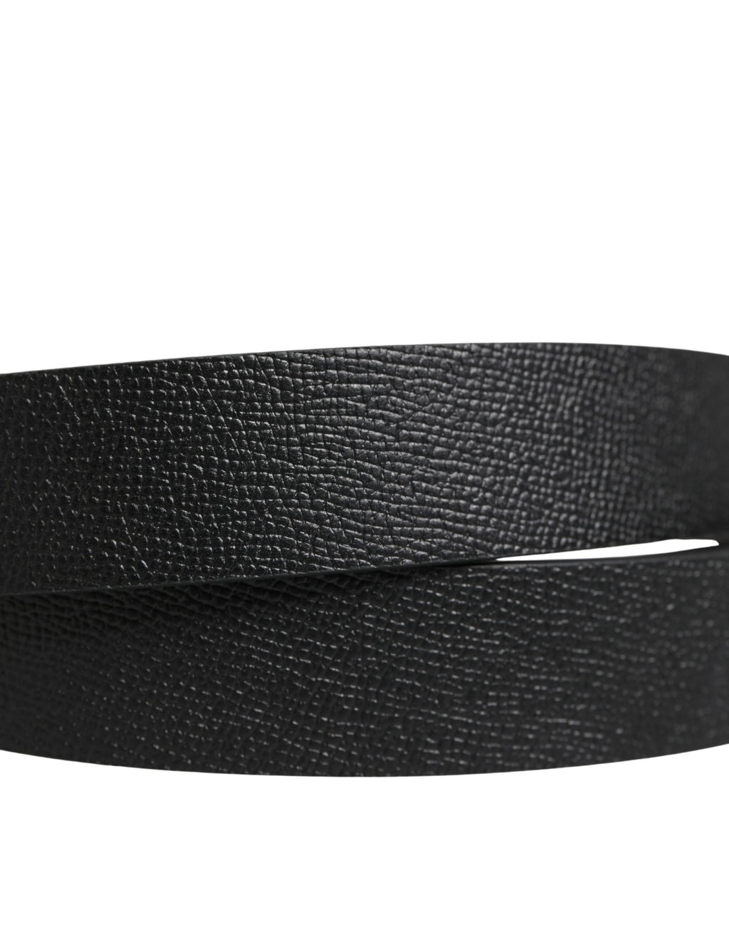Dolce & Gabbana Men Black Calf Leather Logo Metal Buckle Belt