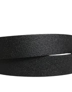 Dolce & Gabbana Men Black Calf Leather Logo Metal Buckle Belt