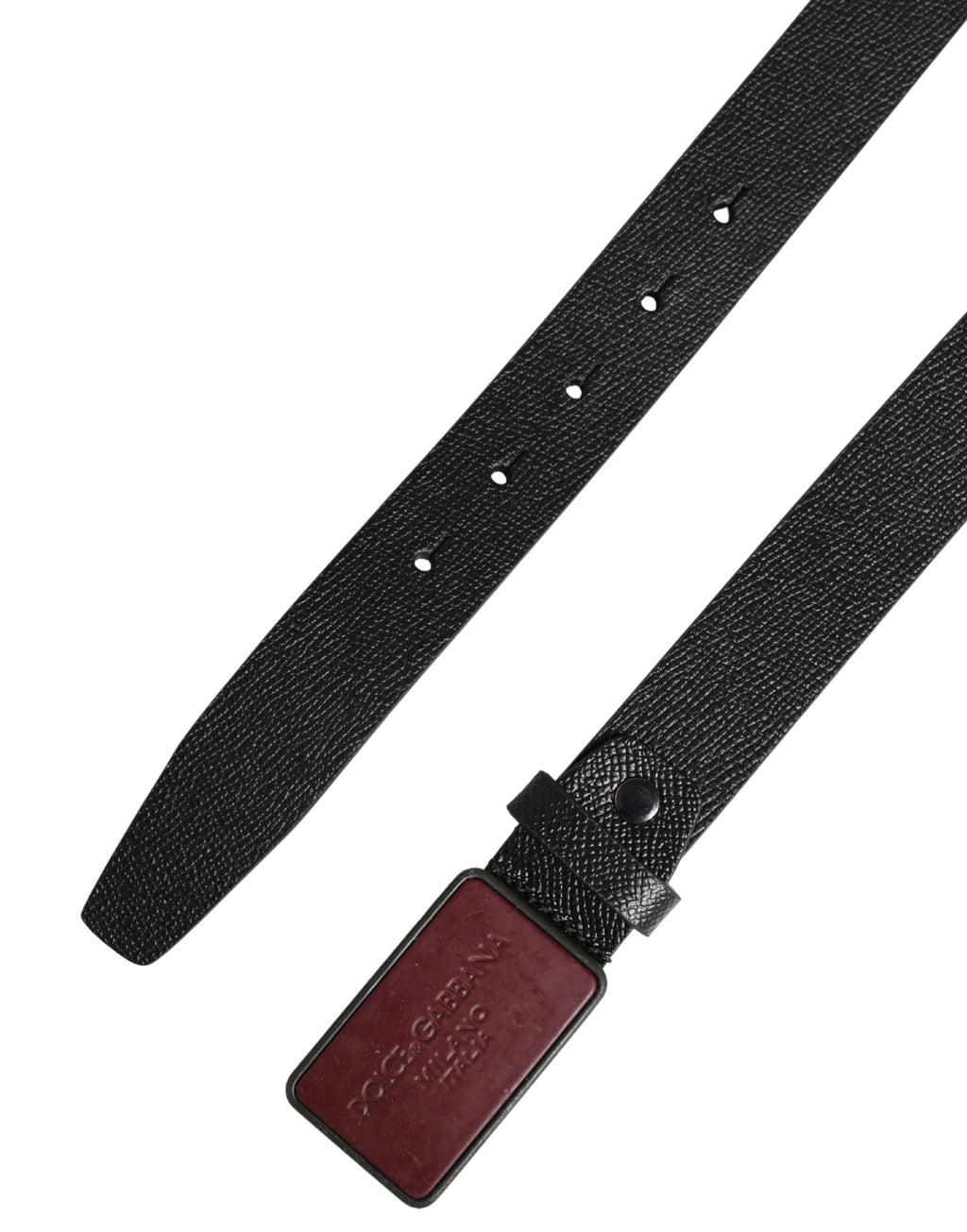 Dolce & Gabbana Men Black Calf Leather Logo Metal Buckle Belt