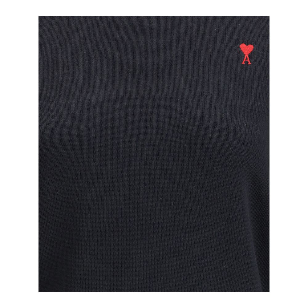Ami Paris Black Merino Wool Sweatshirt