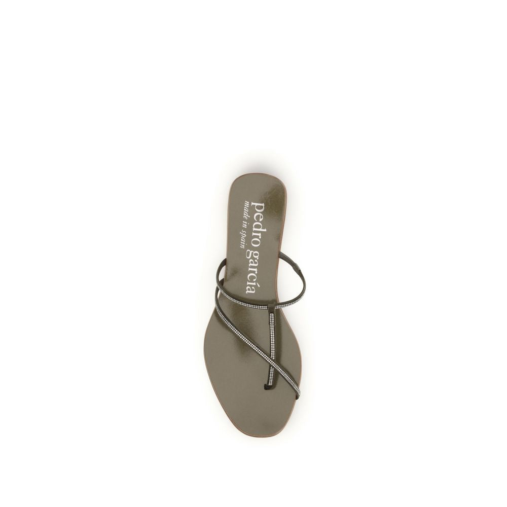 Pedro García Brown Calf Leather Bos Taurus Flat Sandals