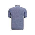 Brunello Cucinelli Blue Linen Polo Shirt