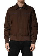 Dolce & Gabbana Brown Cotton Stretch Full Zip Bomber Jacket