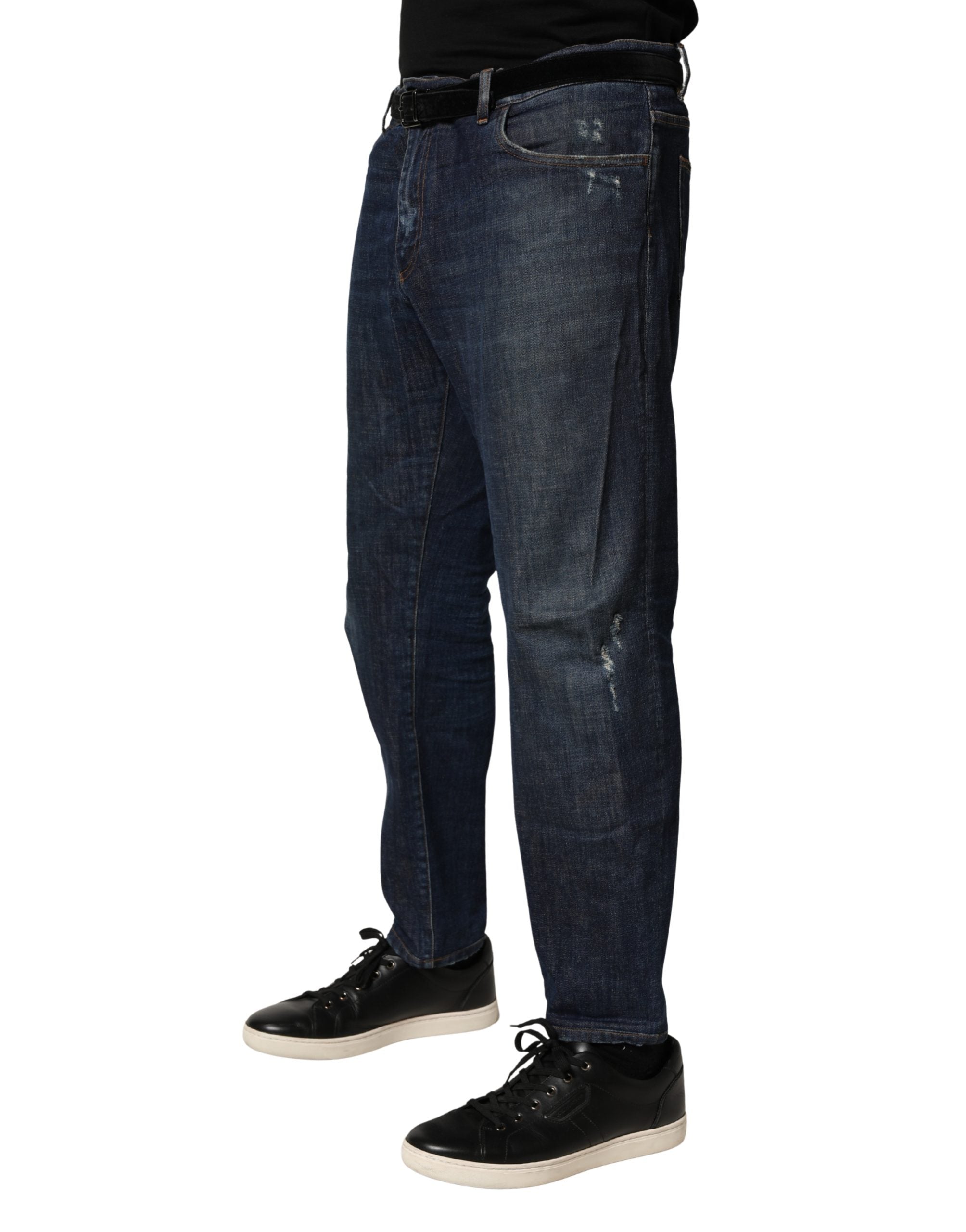 Dolce & Gabbana Dark Blue Washed Skinny Cotton Denim  Jeans