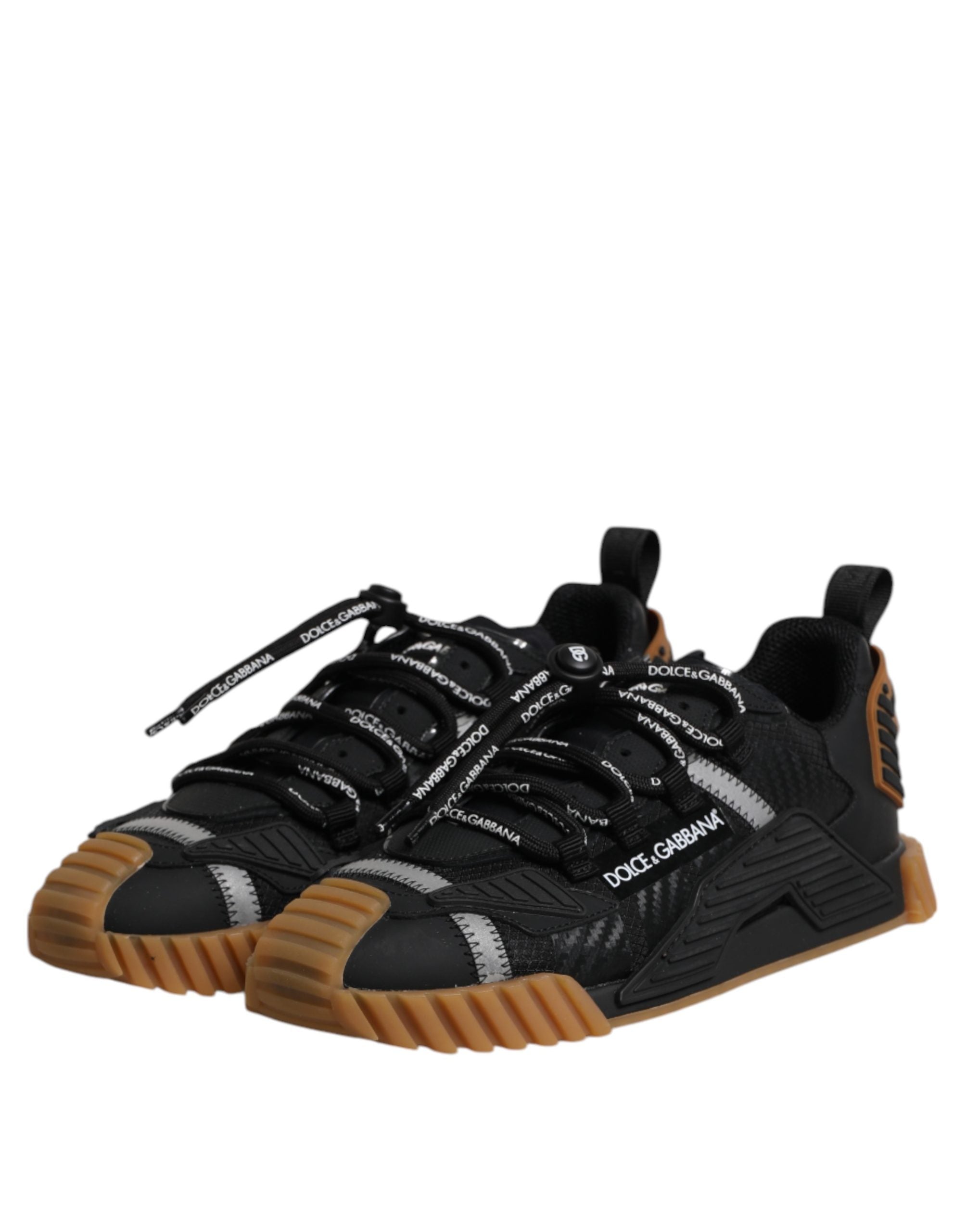 Dolce & Gabbana Black Logo Lace Up Low Top NS1 Sneakers Shoes