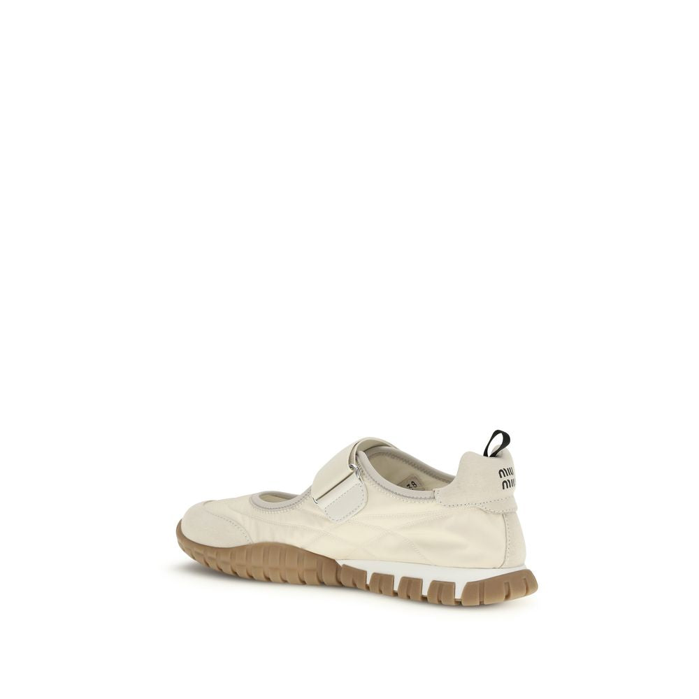 Miu Miu Beige Recycled Polyamide Ballet Flats