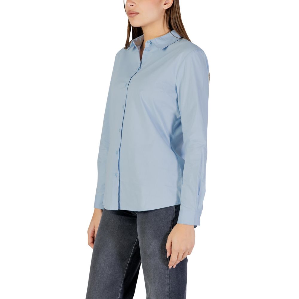 Jacqueline De Yong Blue Cotton Blouse
