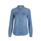Vila Clothes Light Blue Cotton Blouse
