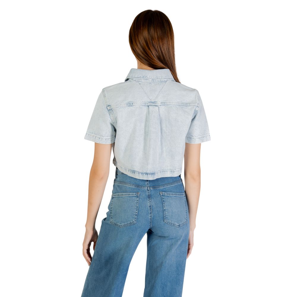 Tommy Hilfiger Jeans Light Blue Recycled Cotton Shortsleeve Shirt