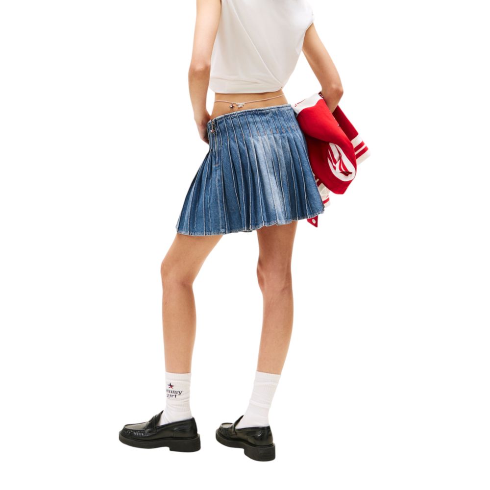 Tommy Hilfiger Jeans Blue Recycled Cotton Mini Skirt