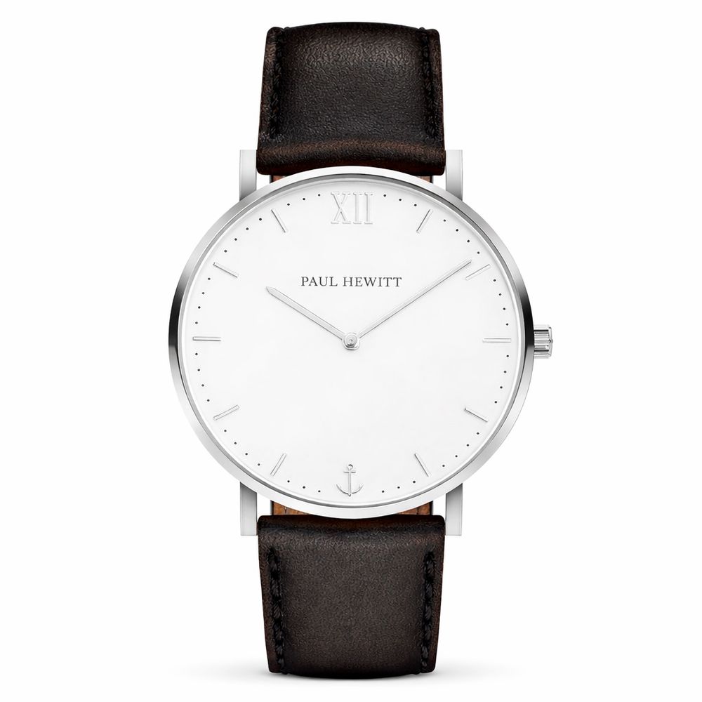PAUL HEWITT Black Leather Dress Watch