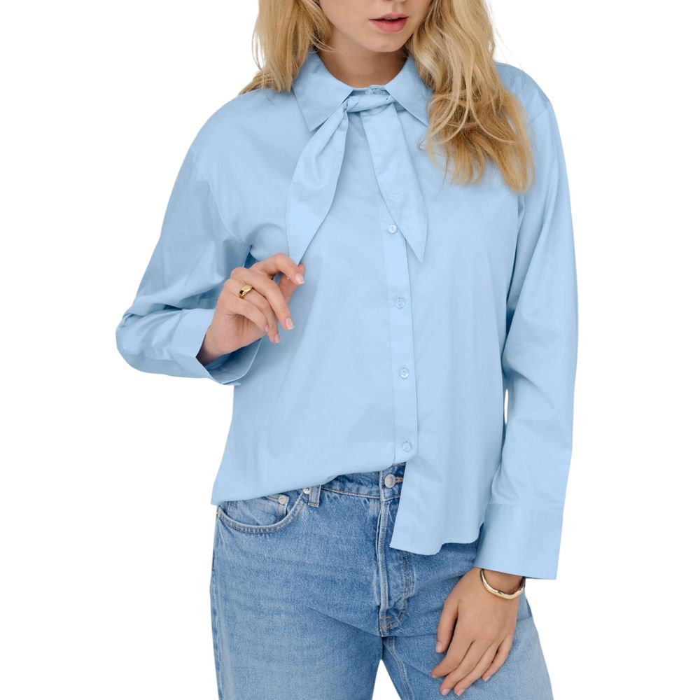Jacqueline De Yong Blue Cotton Blouse