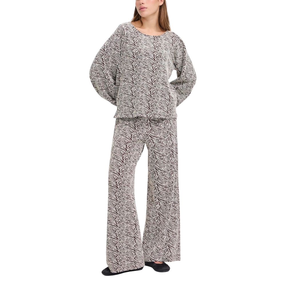 ICHI Brown Polyester Casual Pants