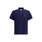 Ami Paris Blue Cotton Polo Shirt