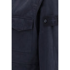 Stone Island Blue Cotton Jackets And Coat