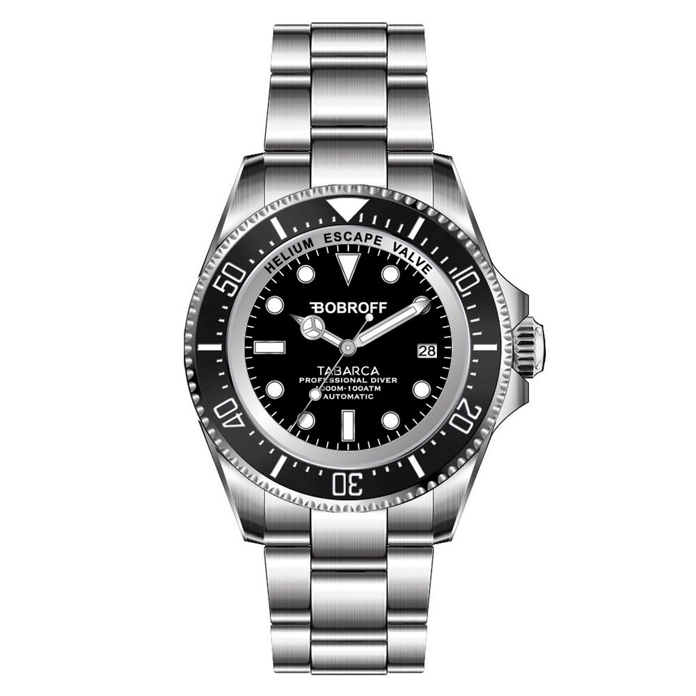 Bobroff Gray Stainless Steel Dress Watch