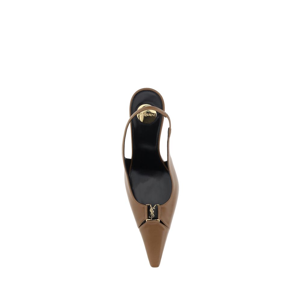 Saint Laurent Brown Calf Leather Bos Taurus High Heel Pumps