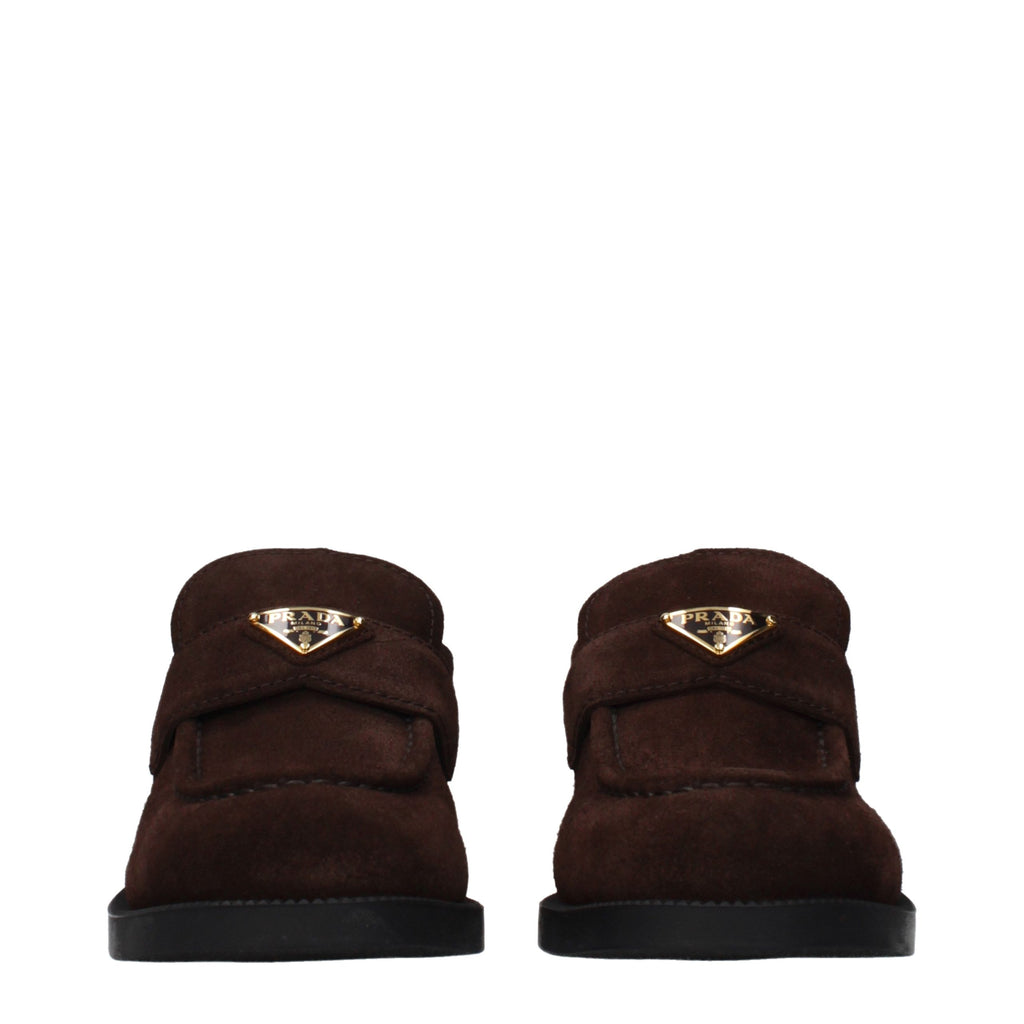 Prada Brown Leather Slip-On Loafers