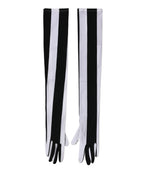 Dolce & Gabbana Black White Stripes Nylon Elbow Length Women Gloves