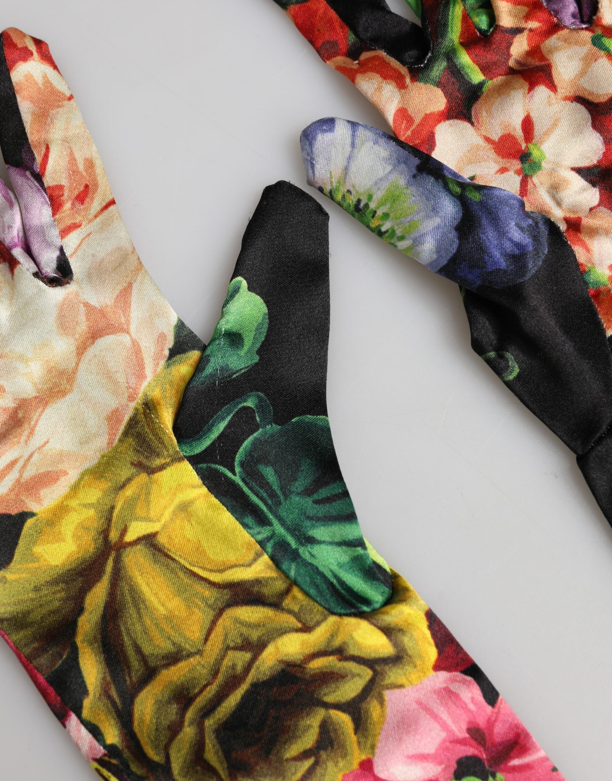Dolce & Gabbana Multicolor Floral Print Elbow Length Women Gloves