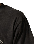 Dolce & Gabbana Gray Logo Embellished Men Crew Neck T-shirt