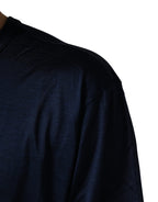 Dolce & Gabbana Dark Blue Silk Short Sleeve CrewNeck T-shirt