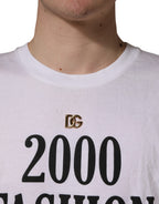 Dolce & Gabbana White Graphic Print DG Men Crew Neck T-shirt