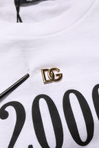 Dolce & Gabbana White Graphic Print DG Men Crew Neck T-shirt