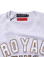 Dolce & Gabbana White DG King Royal Crew Neck Cotton  T-shirt