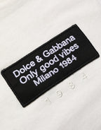 Dolce & Gabbana White Logo Patch Cotton Men Crew Neck  T-shirt
