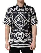 Dolce & Gabbana Black White Marina Print Silk Hawaii Shirt