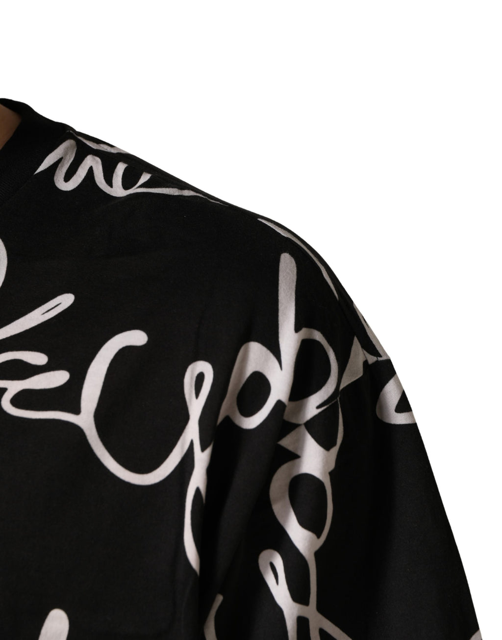 Dolce & Gabbana Black Script Logo Print Men Crew Neck T-shirt